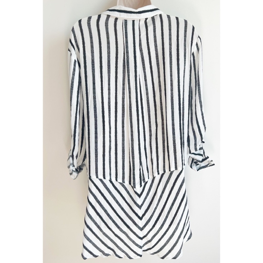 Gibson Latimer Striped Button Down Tunic Top 3/4 … - image 2